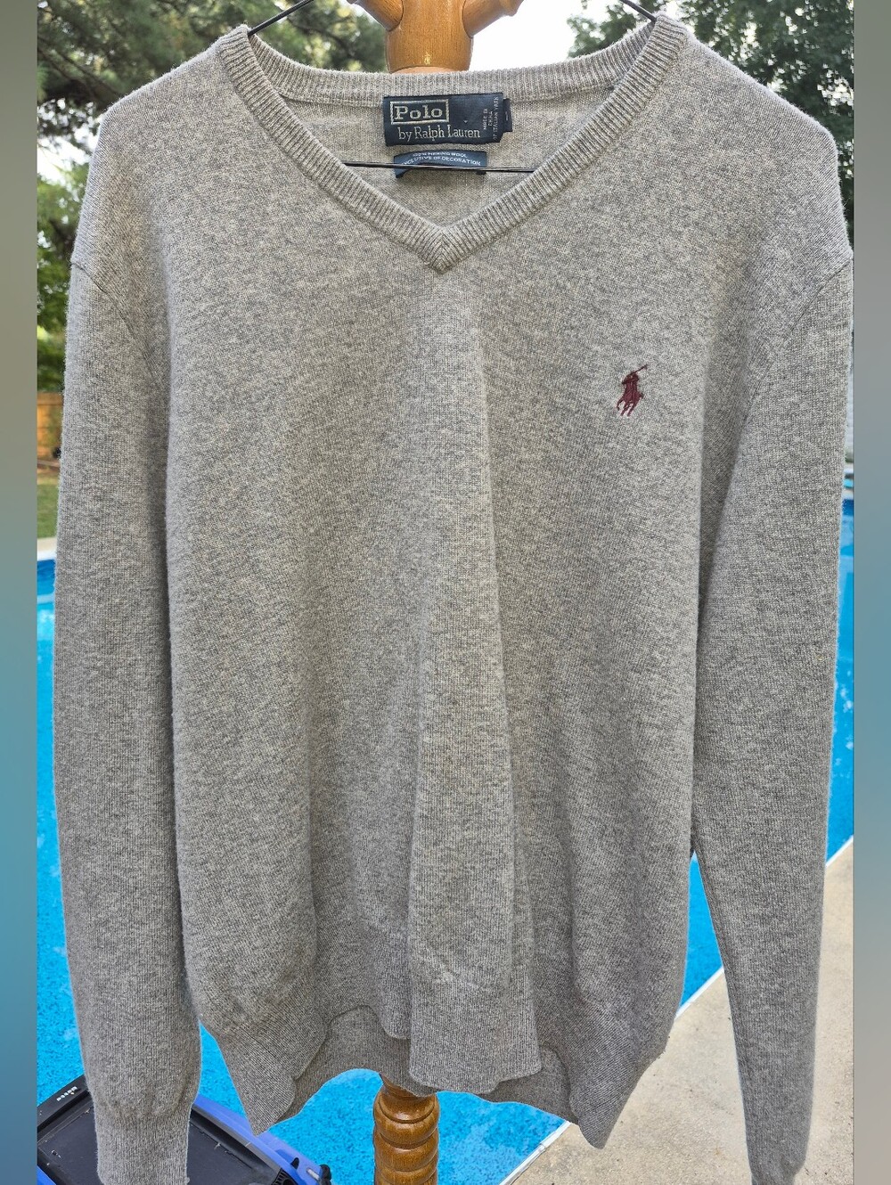Vintage Polo Ralph Lauren V Neck Sweater Men's Large, Lambs Wool Italian Yarn